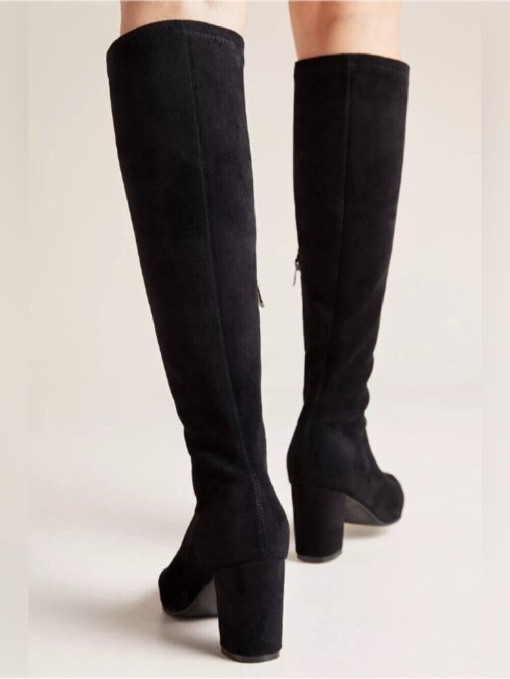 NWT US 9-9.5/ EU 40W - Silent D KOMASS Knee-High Boots BLACK STRETCH (US$160) - Picture 4 of 16
